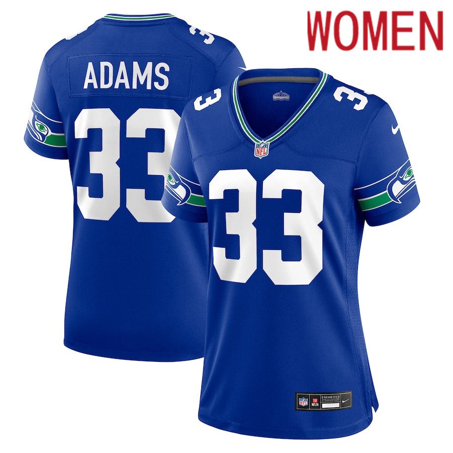 Women Seattle Seahawks #33 Jamal Adams Nike Royal Throwback Player Game NFL Jersey